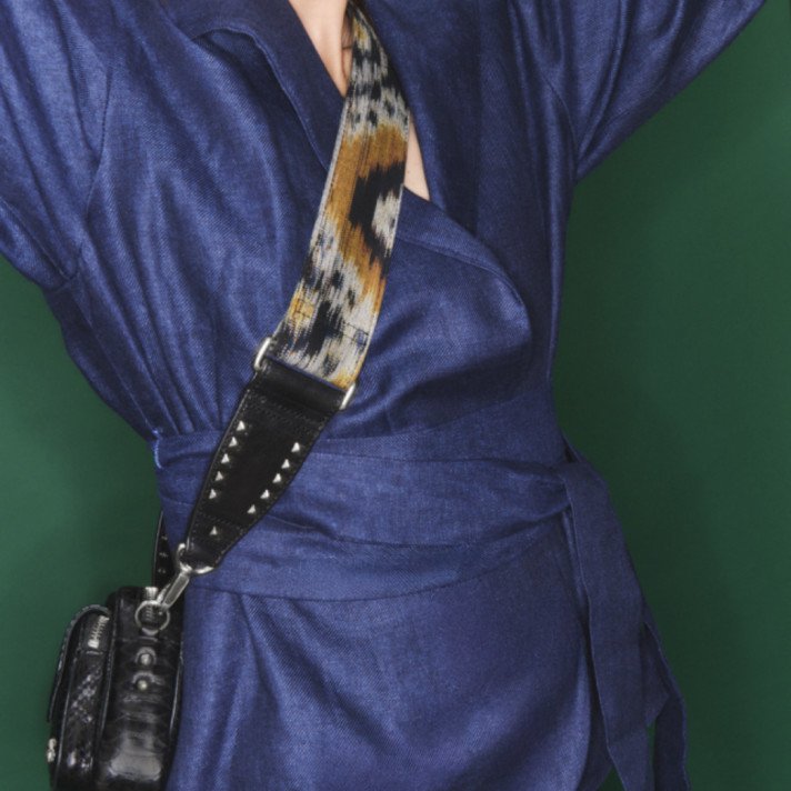 BANDOULIERE TISSUS ENDEK NOIR ARGENT CLARIS VIROT