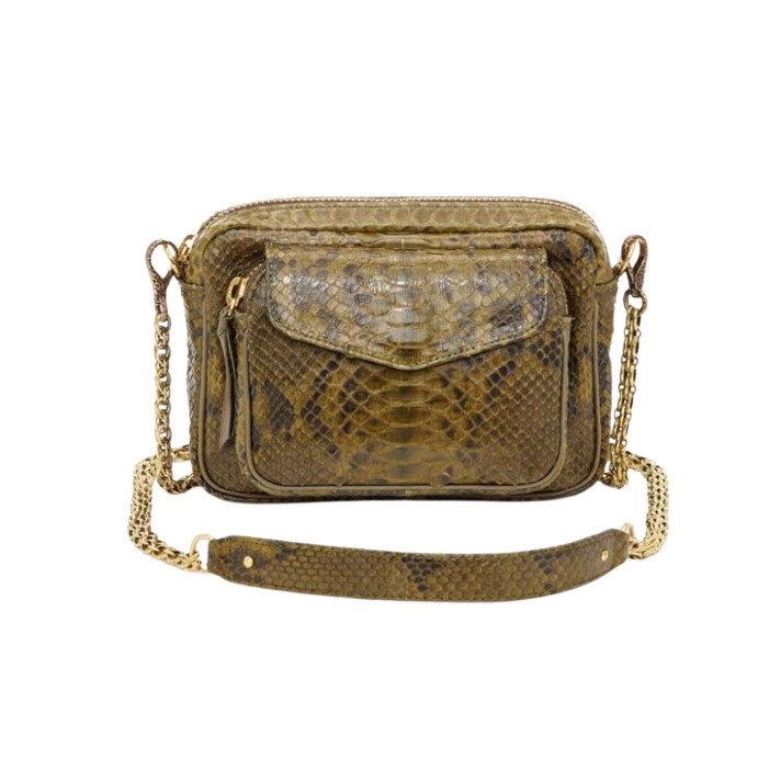 SAC CHARLY PYTHON DARK KAKI CLARIS VIROT