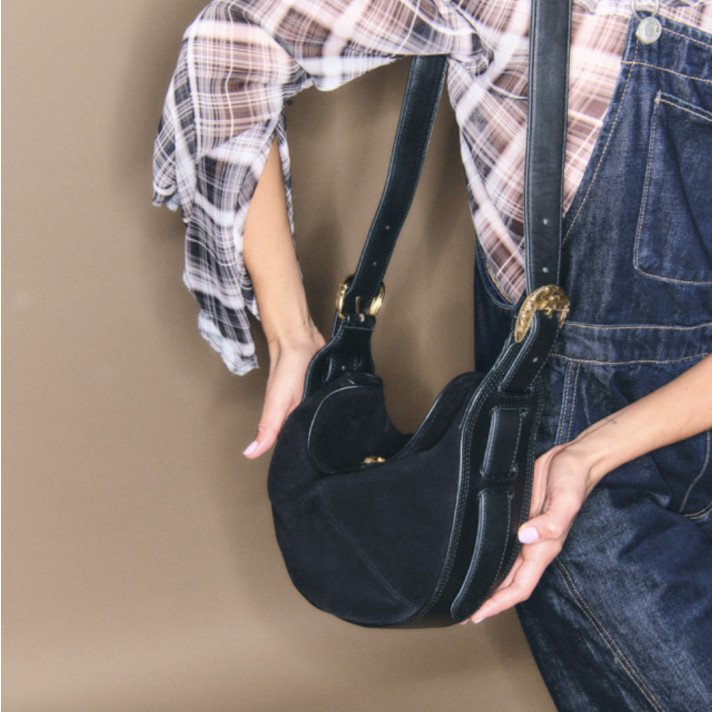 SAC ESTELLE VEAU VELOURS NOIR CLARIS VIROT