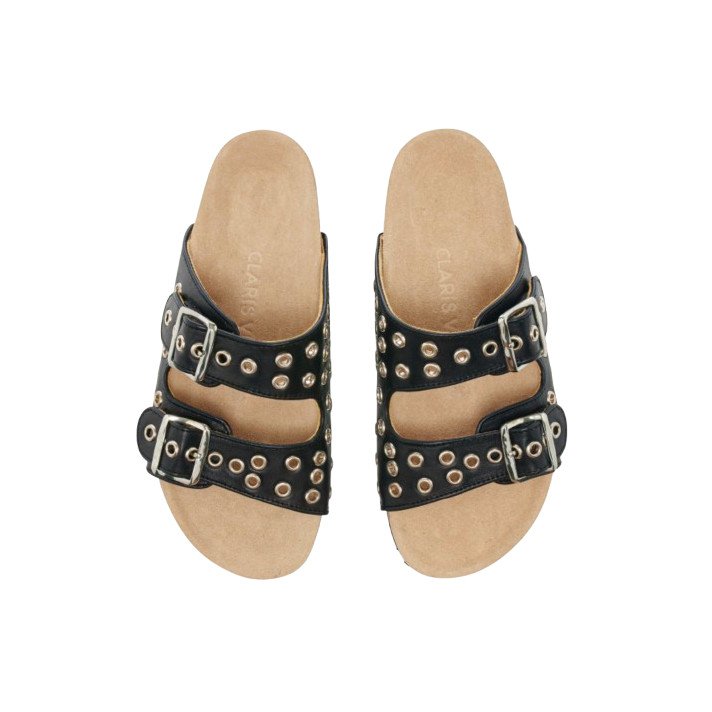 SANDALES ODETTE OEILLETS NOIR CLARIS VIROT