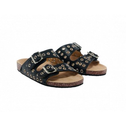 SANDALES ODETTE OEILLETS NOIR CLARIS VIROT