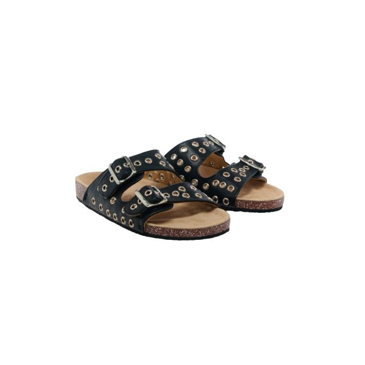 SANDALES ODETTE OEILLETS NOIR CLARIS VIROT