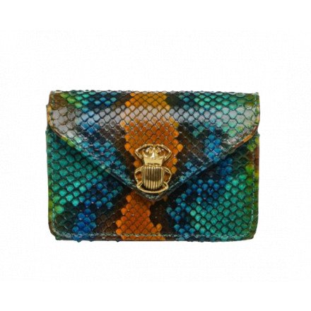 PORTE CARTE ALEX PYTHON LOTUS BLEU CLARIS VIROT