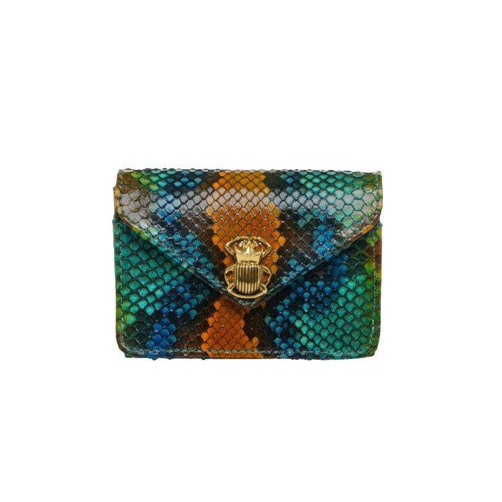 PORTE CARTE ALEX PYTHON LOTUS BLEU CLARIS VIROT