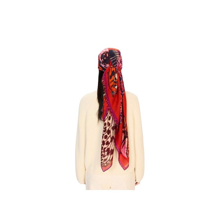 CARRE 130 PAPILLONS ROUGE INOUI EDITIONS