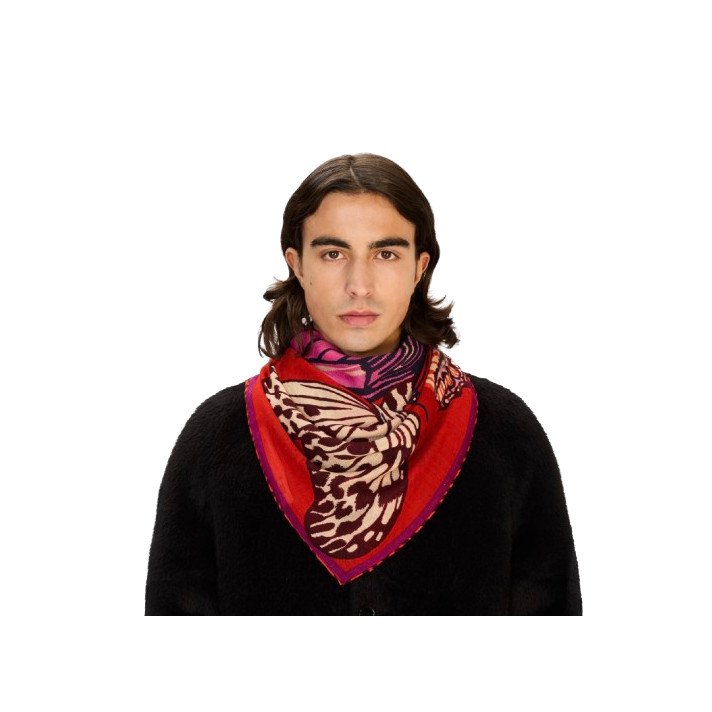 CARRE 130 PAPILLONS ROUGE INOUI EDITIONS