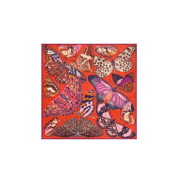 CARRE 130 PAPILLONS ROUGE INOUI EDITIONS