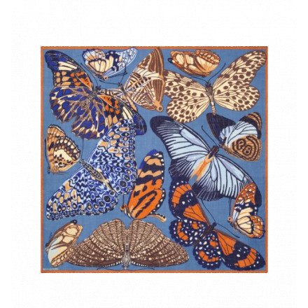 CARRE 130 PAPILLONS BLEU CANARD INOUI EDITIONS