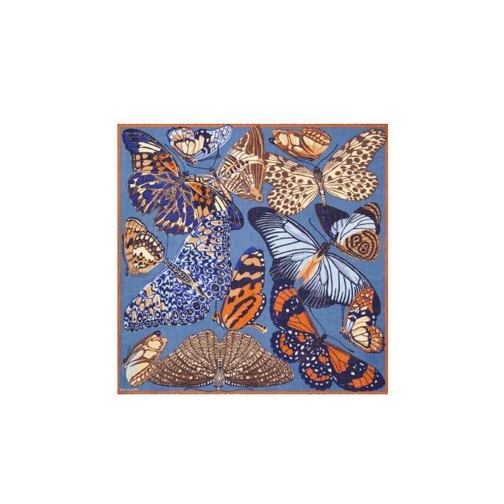 CARRE 130 PAPILLONS BLEU CANARD INOUI EDITIONS
