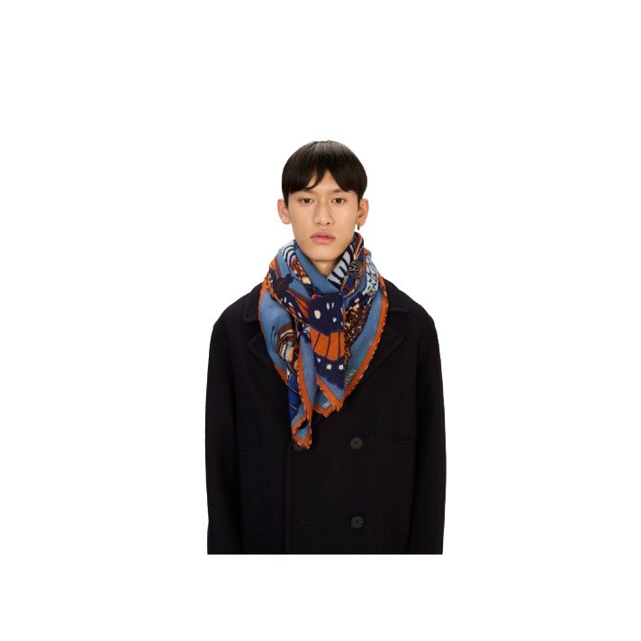 CARRE 130 PAPILLONS BLEU CANARD INOUI EDITIONS