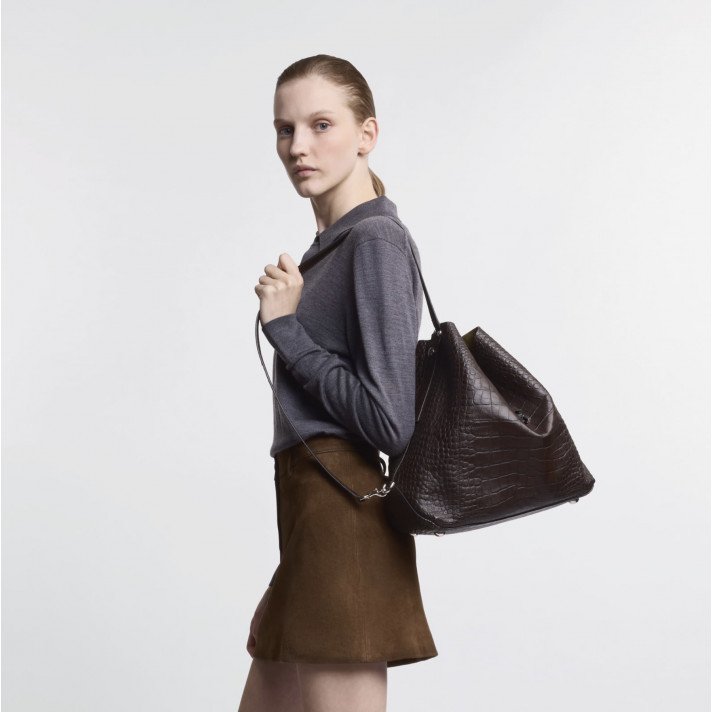 SAC HOBO EFFET CROCO CHOCO HOGAN