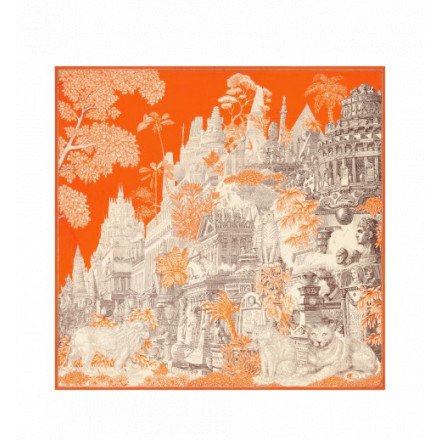 CARRE 130 CASHMERE PIRANESI ORANGE INOUI EDITIONS