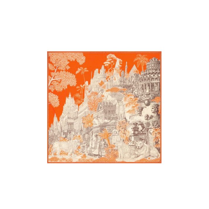 CARRE 130 CASHMERE PIRANESI ORANGE INOUI EDITIONS