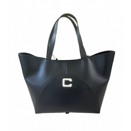 SAC CLEMENCEAU CUIR NOIR BANDE IVOIRE CAREL