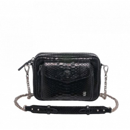 CHARLY PYTHON NOIR CHAINE ARGENT CLARIS VIROT