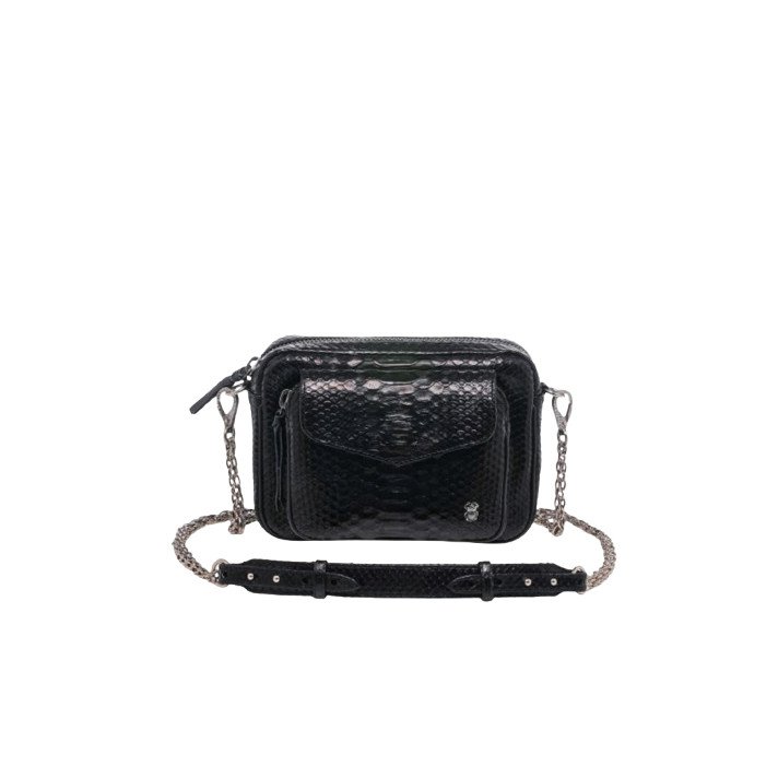 CHARLY PYTHON NOIR CHAINE ARGENT CLARIS VIROT