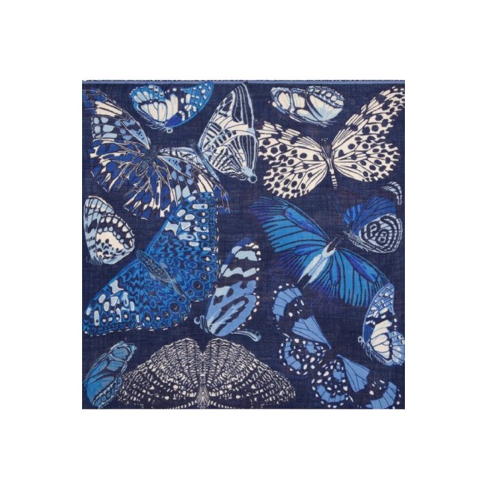 CARRE 130PAPILLONS BLEU IN