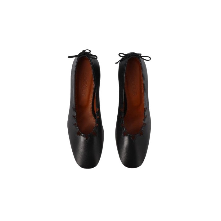 MOUNE BALLERINE CUIR NOIR SOCQUE PARIS
