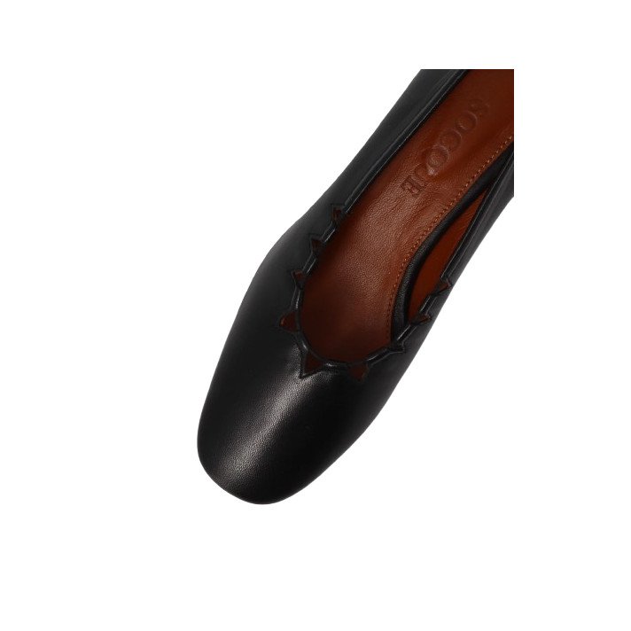MOUNE BALLERINE CUIR NOIR SOCQUE PARIS