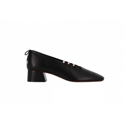 MOUNE BALLERINE CUIR NOIR SOCQUE PARIS