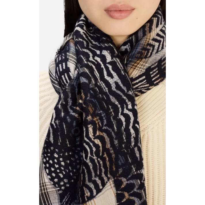 ECHARPE 70 3D HEDWIGE BEIGE/BLEU INOUI ÉDITIONS