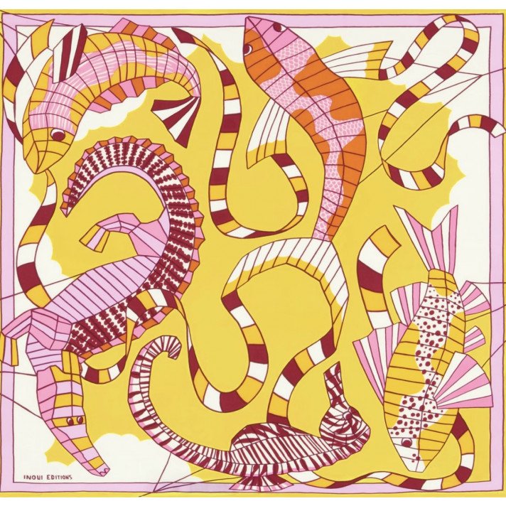 CARRE 65 CERFS VOLANTS JAUNE IE