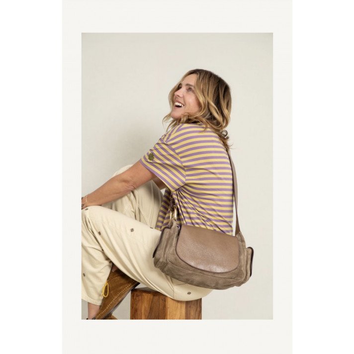 SAC MARINE CUIR TAUPE CLARIS VIROT