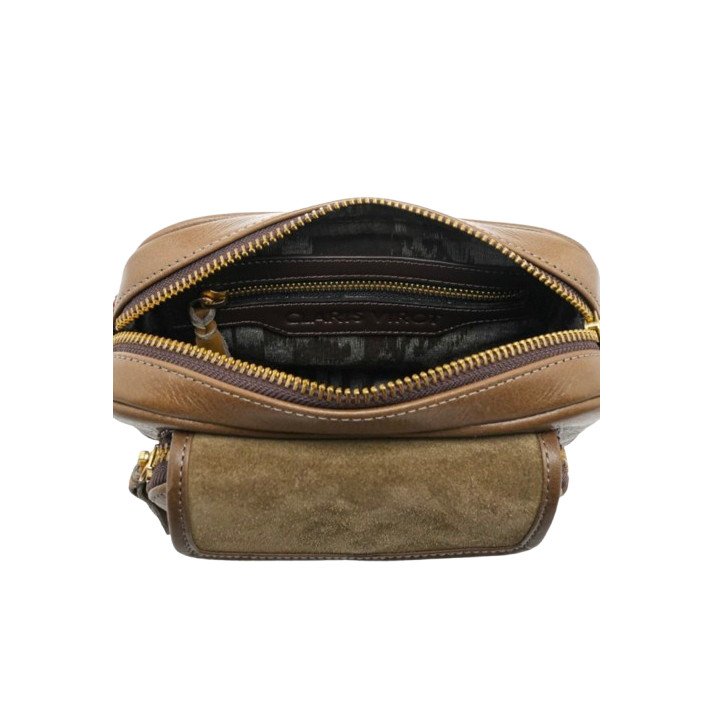 SAC CHARLY CUIR TAUPE CLARIS VIROT