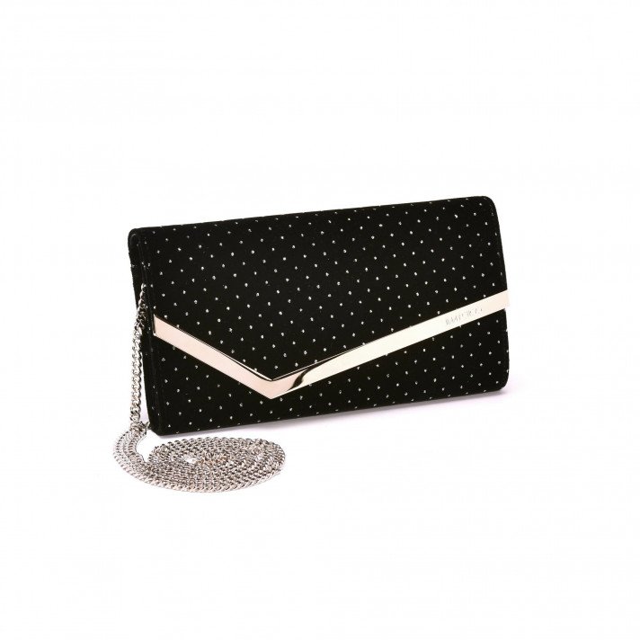 Emmie Velours pochette noir strass Jimmy Choo