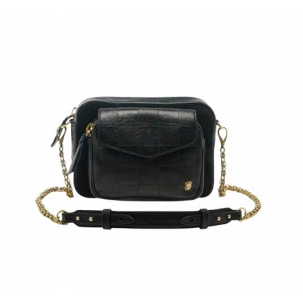 SAC CHARLY EMBOSSE CUIR CHECK NOIR CLARIS VIROT