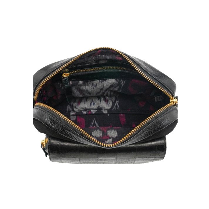 SAC BIG CHARLY EMBOSSE CHECK NOIR CLARIS VIROT