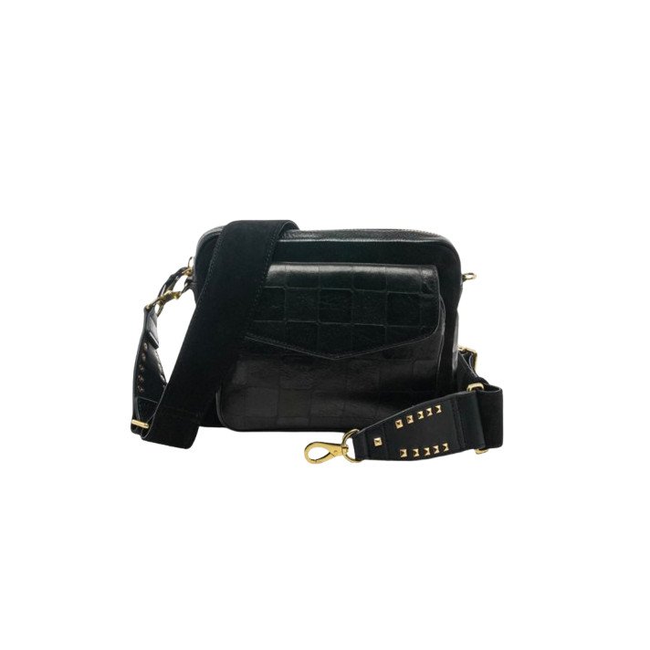 SAC BIG CHARLY EMBOSSE CHECK NOIR CLARIS VIROT
