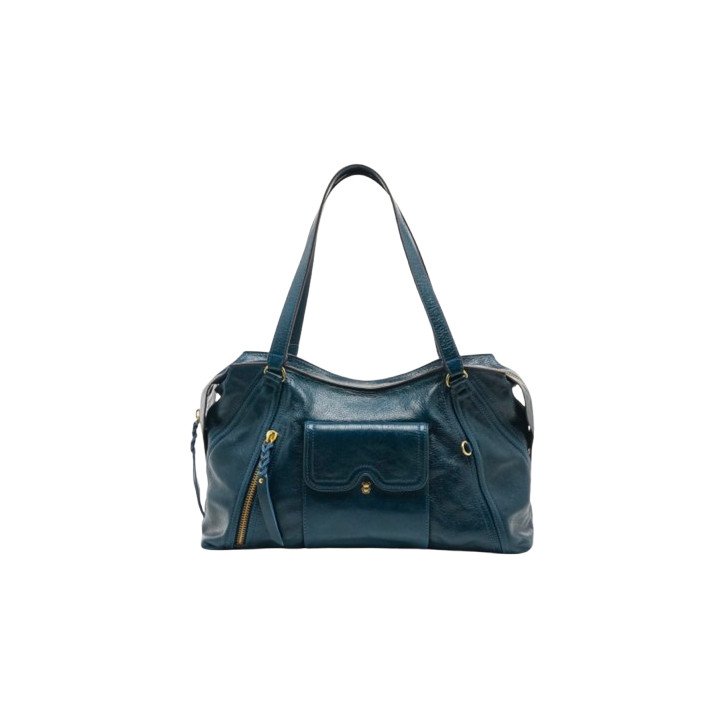 SAC JUNO CUIR BLEU NERAZZURO CLARIS VIROT