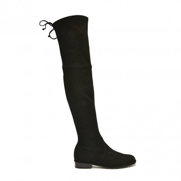 Lowland Cuissardes Velours Strech Noires Stuart Weitzman